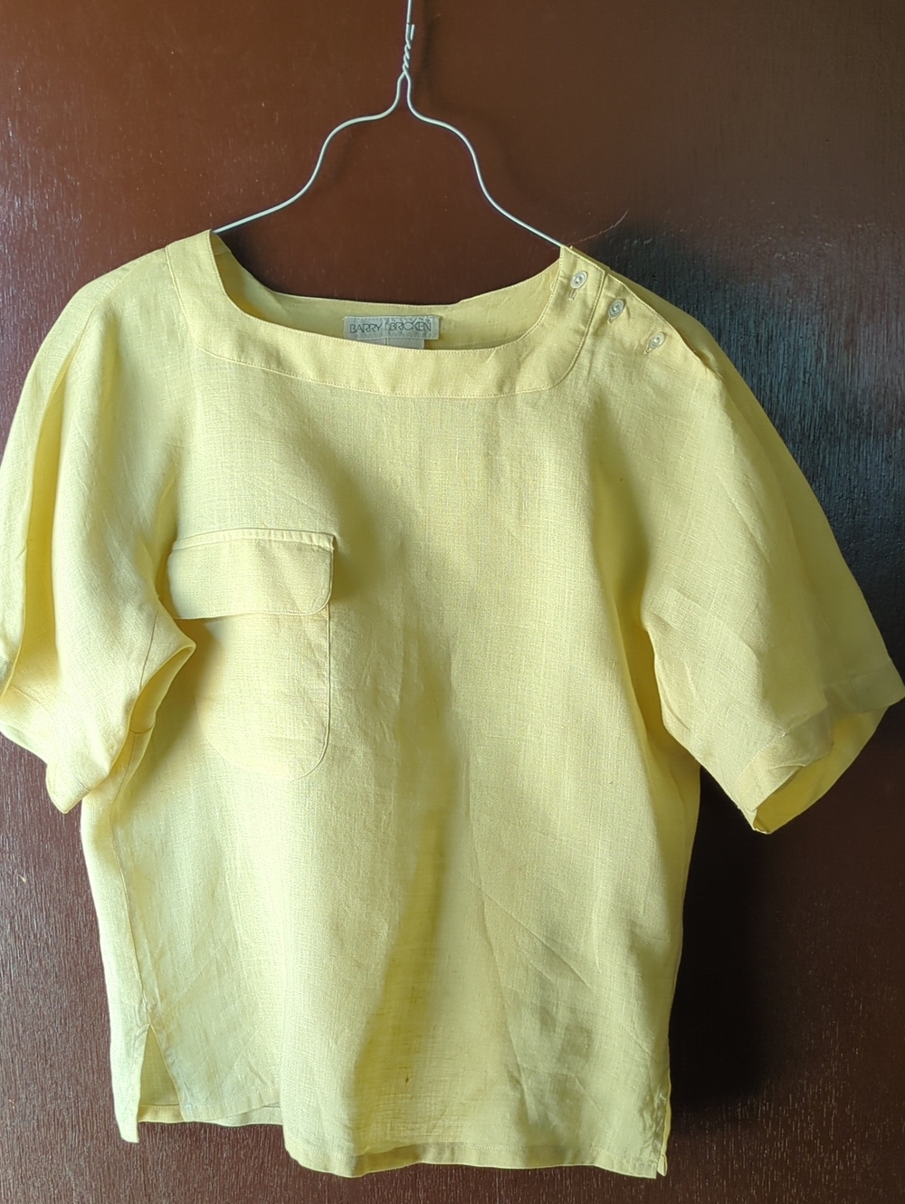 Vintage Barry I Bricken Yellow Women's Linen Top Size 4
